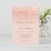 Invitation Élégant Rose romantique Gold Sparkling Mariage (Debout devant)