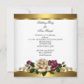 Invitation Élégant Rose rose blanc or fête d'anniversaire 2 (Dos)
