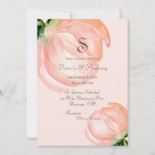Invitation Elégant rose rose Blush Floral Monogramme Aquarell (Devant)