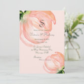 Invitation Elégant rose rose Blush Floral Monogramme Aquarell (Debout devant)