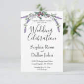 Invitation Élégant rose rose chic Lavender Eucalyptus Mariage (Debout devant)