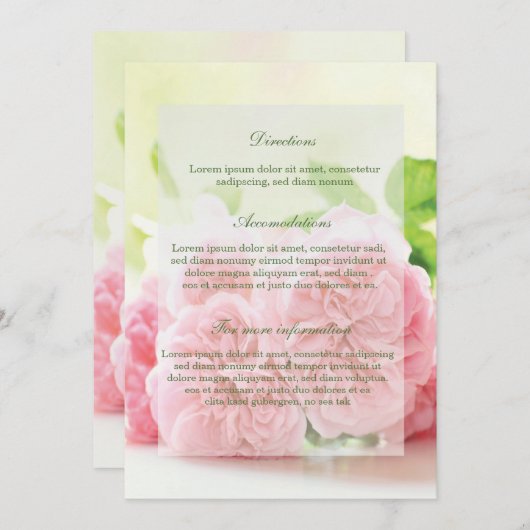 Invitation Élégant rose Rose d'été Mariage directions (Devant / Derrière)