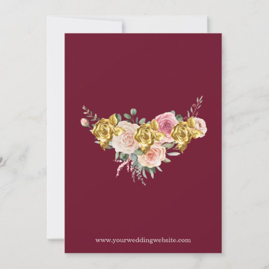 Invitation Élégant rose, Rose d'or Eucalyptus Mariage floral (Dos)