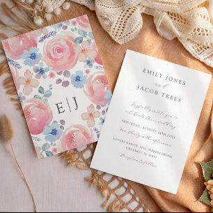 Invitation Élégant rose rose et Mariage d'aquarelle lavande