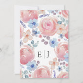 Invitation Élégant rose rose et Mariage d'aquarelle lavande (Dos)