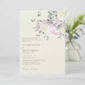 Invitation Élégant rose rose et Mariage jaune pivoine (Debout devant)