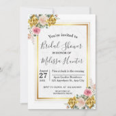 Invitation Elégant rose, Rose Fête des mariées d'Eucalyptus o (Devant)