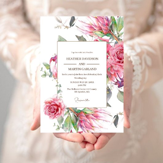 Invitation Élégant Rose rose Fleur Premium Mariage floral