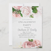 Invitation Élégant Rose Rose Floral Cream Party (Devant)
