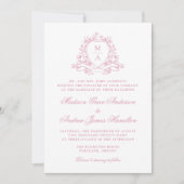 Invitation Élégant Rose rose floral Crest Mariage (Devant)