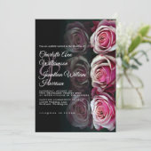Invitation Élégant rose rose floral miroir Mariage noir (Debout devant)