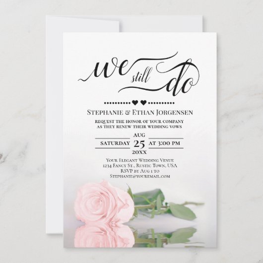 Invitation Elégant Rose Rose Nous Faisons Toujours Mariage Vo (Devant)