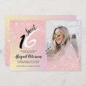 Invitation Élégant rose rose or parties scintillant ombre swe (Devant / Derrière)