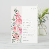 Invitation Elégant rose rose orchidée Mariage floral (Debout devant)