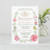 Invitation Élégant rose rose pâle Quinceañera Tiara (Debout devant)