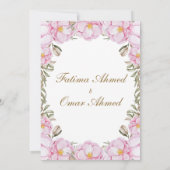 Invitation Élégant rose rose rose floral islamique Mariage mu (Dos)