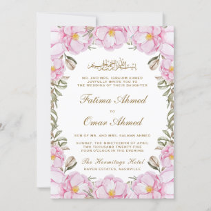 Invitation Élégant rose rose rose floral islamique Mariage mu