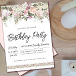 Invitation Élégant rose rose rose florale 30e anniversaire<br><div class="desc">Faites honneur à une femme spéciale avec cette invitation de fête d'anniversaire élégante et féminine. Les détails de la fête d'anniversaire sont entourés de bordures florales roses du haut et du bas. Les éléments floraux sont nichés dans des feuilles verts sauge et le texte lui donne une ambiance contemporaine. Cet...</div>