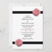 Invitation Élégant rose rose rose noir ruban de mariage Invit (Devant)