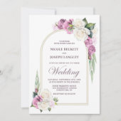 Invitation Élégant Rose Rose Rose Rose Mariage Arc Floral (Devant)