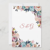 Invitation Elégant rose rose rose rose rose rose Mariage flor (Dos)