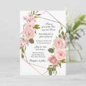 Invitation Élégant rose rose rose rose rose Roses Floral Mari (Debout devant)