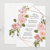 Invitation Élégant rose rose rose rose rose Roses Floral Mari (Devant / Derrière)