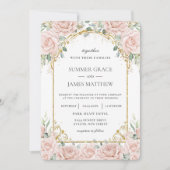 Invitation Élégant rose rose rose rose rose Roses Floral Mari (Devant)