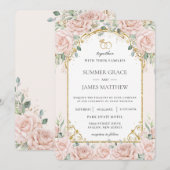 Invitation Élégant rose rose rose rose rose Roses Floral Mari (Devant / Derrière)