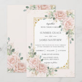 Invitation Elégant rose rose rose rose rose Roses Floral Mari (Devant / Derrière)