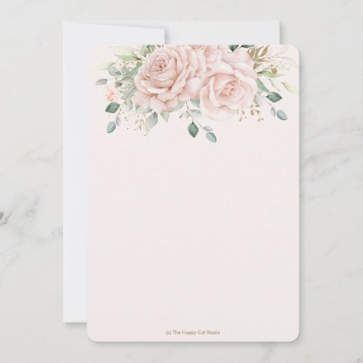 Invitation Elégant rose rose rose rose rose Roses Floral Mari (Dos)