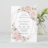 Invitation Élégant rose rose rose rose rose Roses Rose Floral (Debout devant)