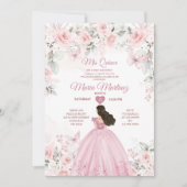 Invitation Elégant rose Roses Floral 16e Quiñceanera Mexicain (Devant)