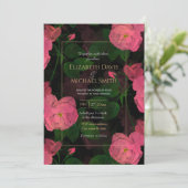 Invitation Elégant rose Roses Floral Peinture Noir Design (Debout devant)