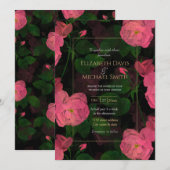 Invitation Elégant rose Roses Floral Peinture Noir Design (Devant / Derrière)