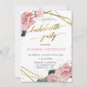 Invitation Élégant rose Roses Gold Foil Bachelorette Party (Devant)