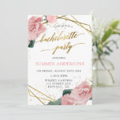 Invitation Élégant rose Roses Gold Foil Bachelorette Party (Debout devant)