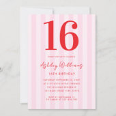 Invitation Élégant rose rouge moderne 16e anniversaire (Devant)