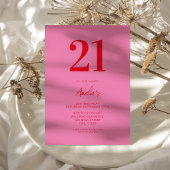 Invitation Élégant rose rouge moderne 21e anniversaire