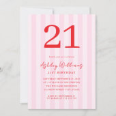Invitation Élégant rose rouge moderne 21e anniversaire (Devant)