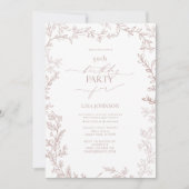 Invitation Elégant Rose roux moderne feuille 50e anniversaire (Devant)