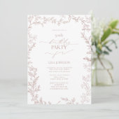 Invitation Elégant Rose roux moderne feuille 50e anniversaire (Debout devant)