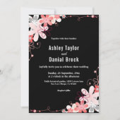 Invitation Élégant Rose rustique de pays noir Mariage floral (Devant)