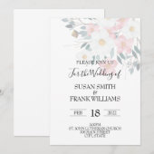 Invitation Elégant rose rustique et blanc aquarelle Floral (Devant / Derrière)