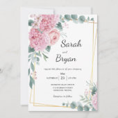 Invitation Élégant rose Rustique Mariage Boho Aquarelle Flora (Devant)