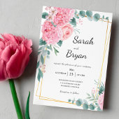 Invitation Élégant rose Rustique Mariage Boho Aquarelle Flora