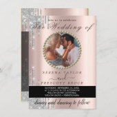 Invitation Élégant Rose spécial Gold Photo Mariage (Devant / Derrière)