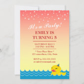 Invitation Élégant rose Star Sky Cute en caoutchouc Canard An (Devant)