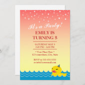 Invitation Élégant rose Star Sky Cute en caoutchouc Canard An (Devant / Derrière)