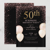 Invitation Elégant rose Surprise 50e anniversaire I (Devant / Derrière)